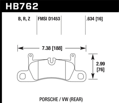 Hawk 11-17 Porsche Cayenne / 11-16 VW Touareg Performance Ceramic Street Rear Brake Pads diagram