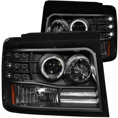 ANZO 1992-1996 Ford F-150 Projector Headlights w/Halo Black, Side Markers & Parking Lights, Performance Upgrades - DTX Performance