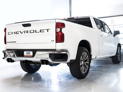AWE Tuning 4th Gen GM 1500 5.3L 0FG Catback Split Rear Exit - Quad Diamond Tips on Chevrolet Silverado LT - performance car parts