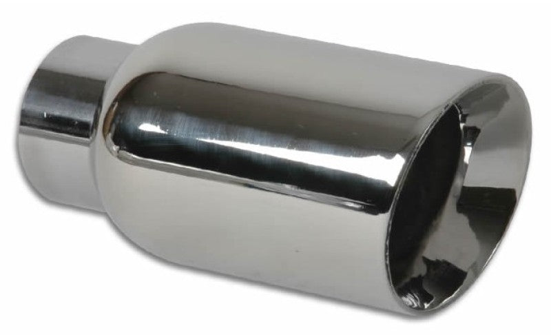 Vibrant 2.5in ID Single 4in OD Round SS Exhaust Tip (Double Wall Angle Cut), ideal for performance car parts by DTX Performance.