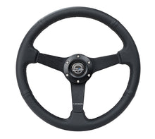 Load image into Gallery viewer, NRG Sport Steering Wheel (350mm / 1.5in Deep) Black Leather Black Stitch w/Matte Black Solid Spokes for performance upgrades