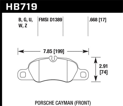 Hawk 09-11 Porsche 911 Carrera / 13-16 Porsche Boxster DTC-60 Race Front Brake Pads diagram