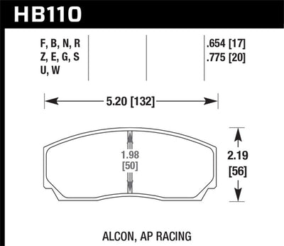 Hawk HPS 5.0 AP Racing Brake Pads, DTX Performance car parts, 0.654 thickness, high performance brakes, veteran owned shop, brake upgrades