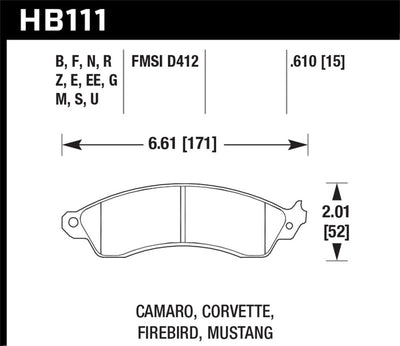 Hawk 94-04 Mustang Cobra / 88-95 Corvette 5.7L / 88-92 Camaro w/ Hvy Duty Brakes DTC-60 Race Brake P diagram