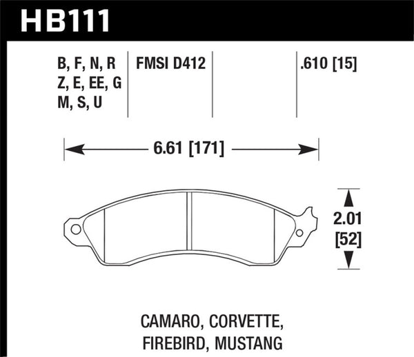 Hawk 94-04 Mustang Cobra / 88-95 Corvette 5.7L / 88-92 Camaro w/ Hvy Duty Brakes DTC-60 Race Brake P diagram