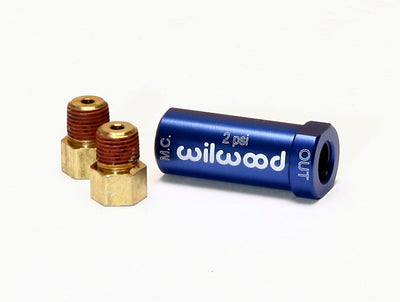 Wilwood Residual Pressure Valve - New Style w/ Fittings - 2# / Blue, performance car parts from veteran owned shop, DTX Performance
