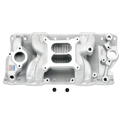 Edelbrock S/B Chevy RPM Air-Gap Manifold for performance car tuning and engine upgrades, available at DTX Performance, veteran owned shop
