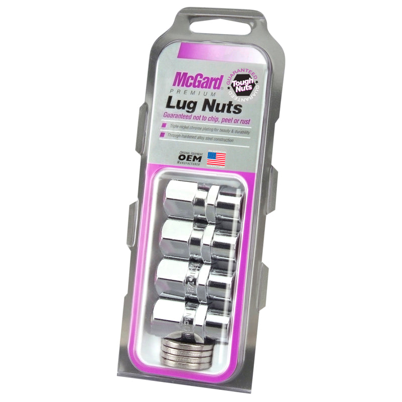 McGard Hex Lug Nut (Drag Racing Short Shank) M12X1.5 / 13/16 Hex / 1.6in. Length, 4-Pack Chrome, performance car parts, DTX Performance