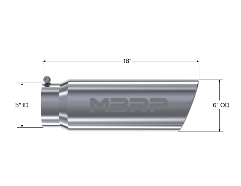 MBRP Universal Tip 6in OD Angled Rolled End 5in Inlet 18in Lgth T304 Exhaust for performance car parts and upgrades