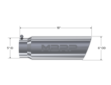 Load image into Gallery viewer, MBRP Universal Tip 6in OD Angled Rolled End 5in Inlet 18in Lgth T304 Exhaust for performance car parts and upgrades