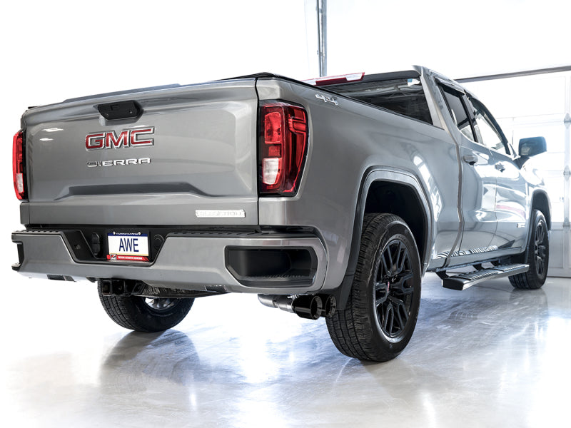 AWE Tuning 4th Gen GM 1500 5.3L 0FG Catback Dual Side Exit (Flat Bumper) - Diamond Tips - DTX Performance