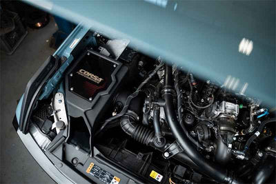 Corsa 2021-2025 Ford Bronco 2.7L Cold Air Intake With DryTech 3D Dry Filter installed for performance upgrade