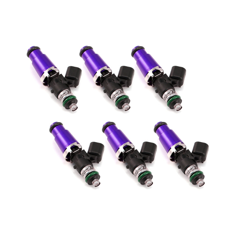 Injector Dynamics 1340cc Injectors - 60mm Length - 14mm Purple Top - 14mm Lower O-Ring (Set of 6) for performance cars at DTX Performance