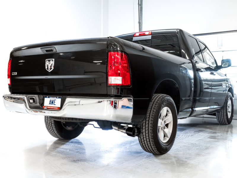 AWE Tuning 09-18 RAM 1500 5.7L (w/o Cutout) 0FG Single Side Exit Cat-Back Exhaust - Diamond Blk Tips - DTX Performance