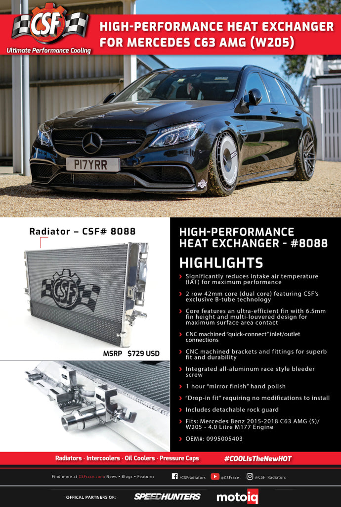 CSF 2015+ Mercedes Benz C63 AMG (W205) Front Mount Heat Exchanger w/Rock Guard - DTX Performance