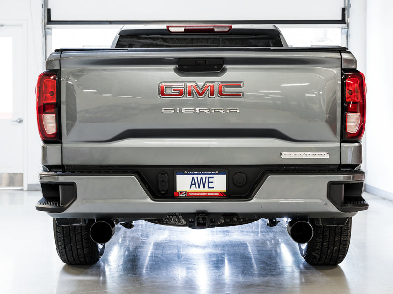 AWE Tuning 4th Gen GM 1500 5.3L 0FG Catback Split Rear Exit (Flat Bumper) - Dual Diamond Tips - DTX Performance