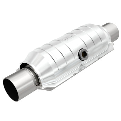 MagnaFlow Conv Univ 2in Inlet/Outlet Center/Center Round 11in Body L x 5.125in W x 15in Overall L, racing suspension, performance parts