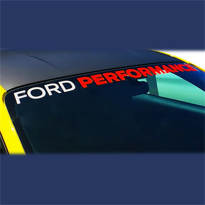 Ford Performance 2015-2017 Mustang Windshield Banner Ford Performance - White / Red, ideal for performance car parts enthusiasts.
