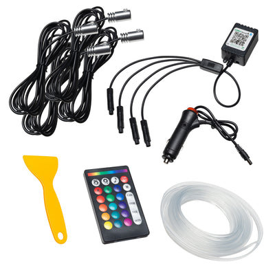 Oracle Fiber Optic LED Interior Kit - ColorSHIFT (4PCS) for performance cars by DTX Performance, includes installation tools and remote.