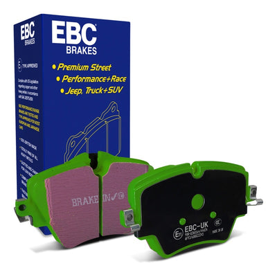EBC 2017+ Mini Cooper Countryman (F60) 1.5L Turbo Greenstuff Front Brake Pads for premium street driving.