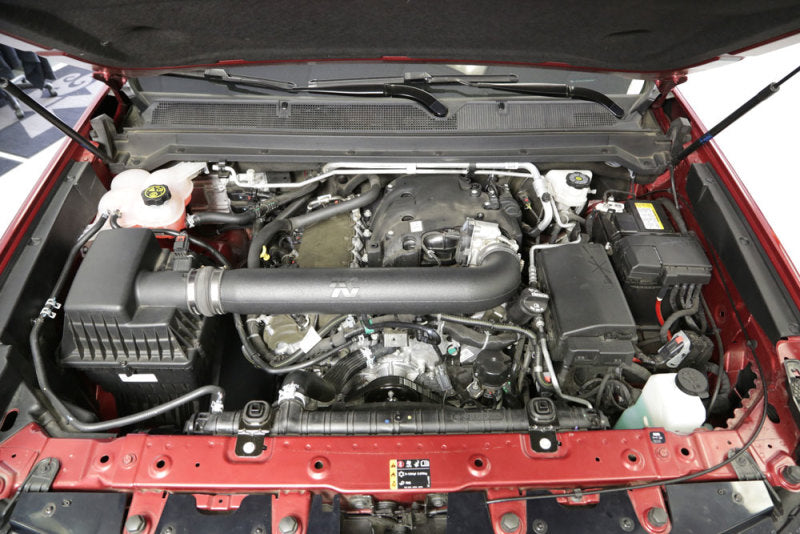 K&N 17-20 Chevrolet Colorado V6-3.6L F/I 57 Series FIPK Performance Intake Kit installed - enhance engine flow and power.