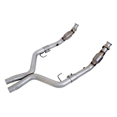 BBK 05-10 Mustang 4.6 GT High Flow X Pipe With Catalytic Converters on white background, DTX Performance, automotive exhaust system upgrade