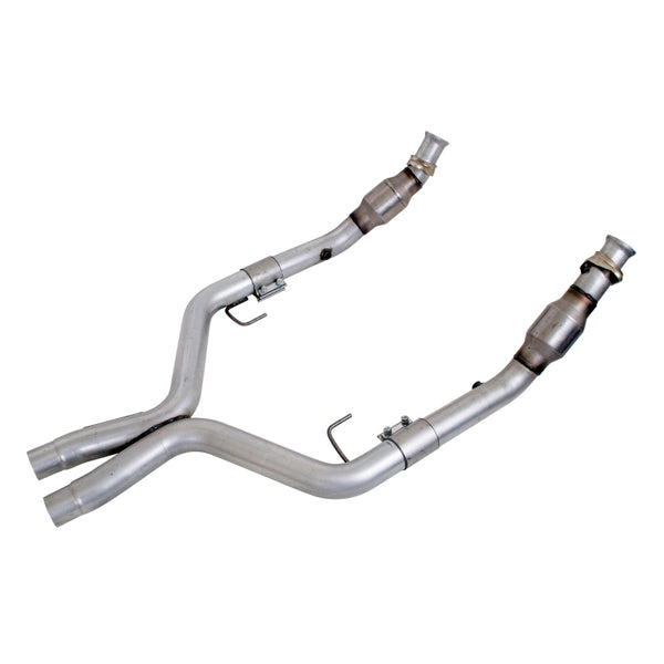 BBK 05-10 Mustang 4.6 GT High Flow X Pipe With Catalytic Converters on white background, DTX Performance, automotive exhaust system upgrade