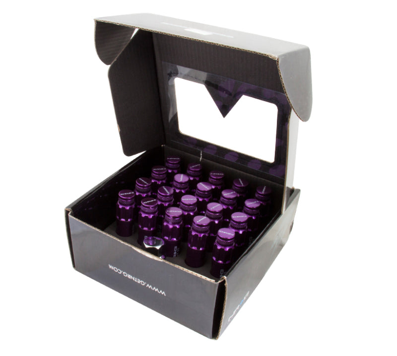 NRG 700 Series M12 X 1.5 Steel Lug Nut w/Dust Cap Cover Set 21 Pc w/Locks & Lock Socket - Purple performance car parts.