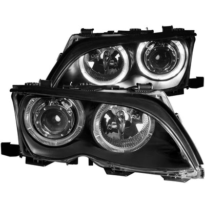 ANZO 2002-2005 BMW 3 Series E46 Projector Headlights w/ Halo Black - performance upgrades from veteran owned performance shop DTX