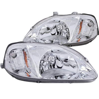ANZO 1999-2000 Honda Civic Crystal Headlights Chrome; veteran owned performance shop; DTX Performance; racing suspension; easy installation