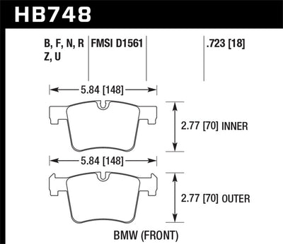 Hawk 13-14 BMW 328i/328i xDrive / 2014 428i/428i xDrive HPS 5.0 Front Brake Pads - High Performance Brakes