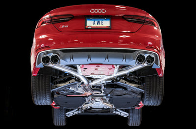 AWE Tuning Audi B9 S5 Coupe 3.0T Track Edition Exhaust - Diamond Black Tips (102mm) performance car parts