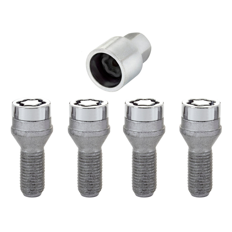 McGard Wheel Lock Bolt Set - 4pk. (Cone Seat) M14X1.25 / 17mm Hex / 27.3mm Shank Length - Chrome for performance car parts