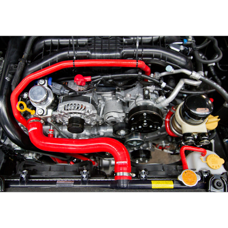 Mishimoto 2015+ Subaru WRX Silicone Radiator Coolant Hose Kit - Red for performance upgrades and engine reliability.