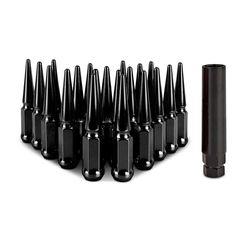 Mishimoto Steel Spiked Lug Nuts M12x1.5 20pc Set - Black - DTX Performance