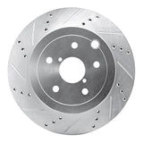 R1 08-20 Subaru Impreza Rear Left Drilled & Slotted Silver Brake Rotor