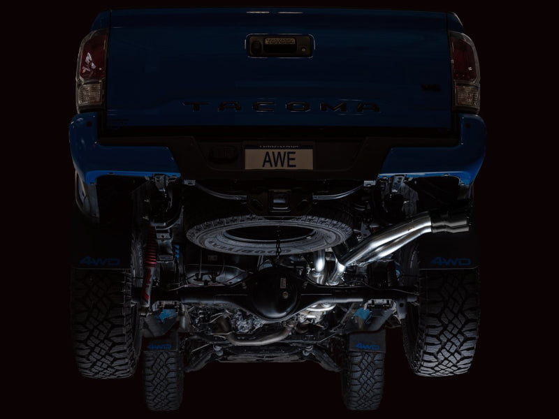 AWE 16-22 Toyota Tacoma 0FG Catback Exhaust w/ BashGuard - Dual Diamond Black Tips - DTX Performance