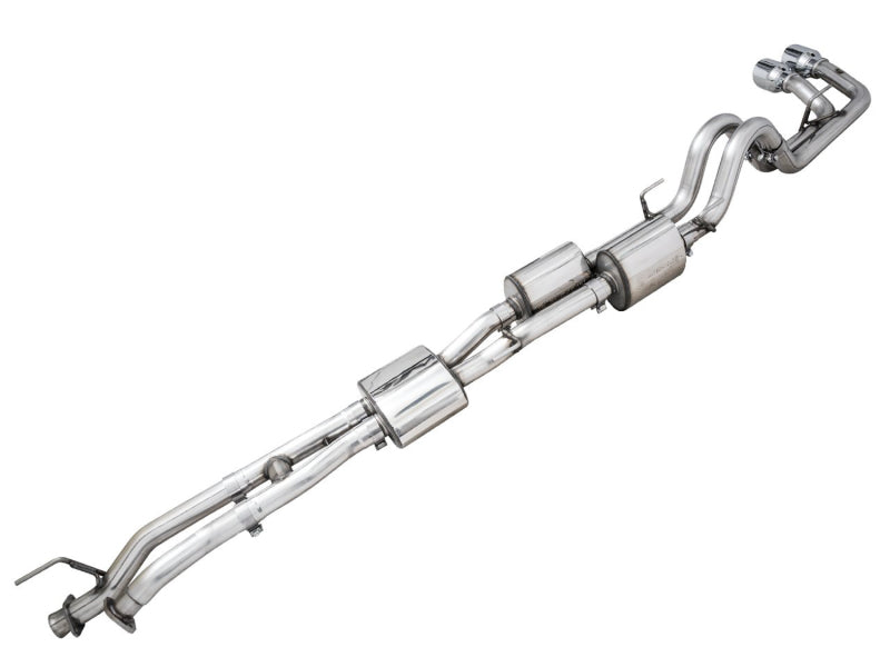 AWE 16-22 Toyota Tacoma 0FG Catback Exhaust w/ BashGuard - Dual Chrome Silver Tips - DTX Performance