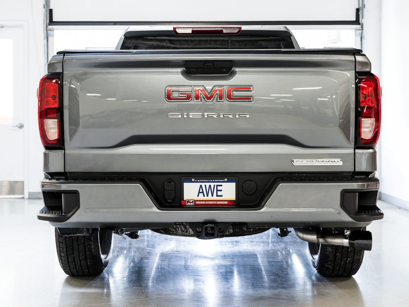 AWE Tuning 4th Gen GM 1500 5.3L 0FG Catback Dual Side Exit (Flat Bumper) - Diamond Tips - DTX Performance