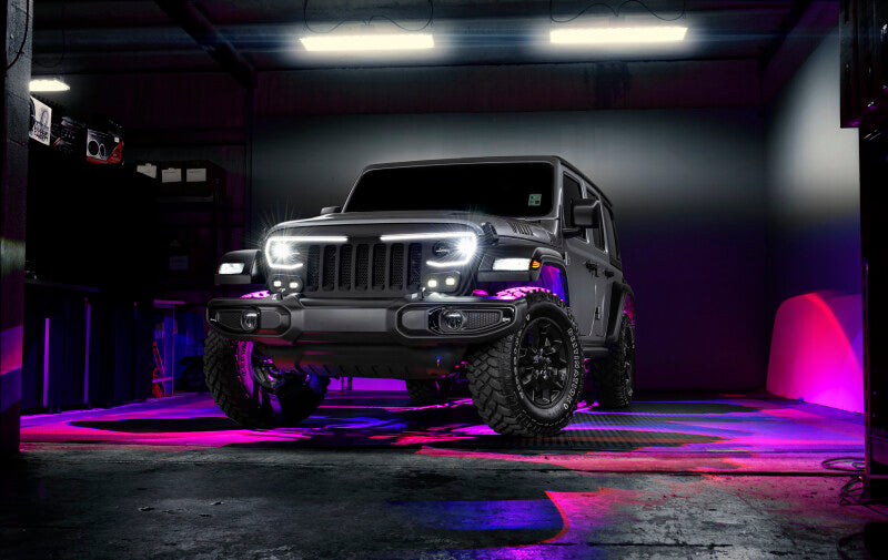 Oracle Bluetooth + RF Underbody Rock Light Kit - 8 PCS - ColorSHIFT on Jeep in garage, performance car parts