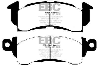 EBC 73-74 Buick Apollo 4.1 Yellowstuff Front Brake Pads for performance car tuning and upgrades at DTX Performance shop.