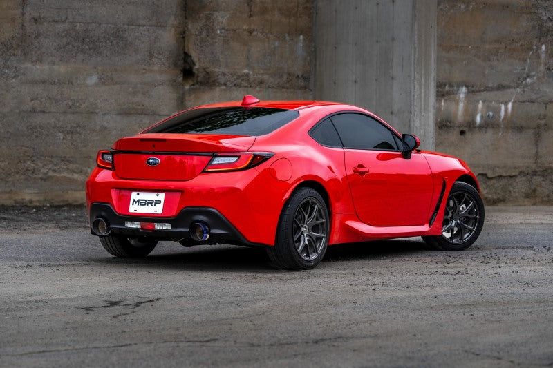 Red Subaru BRZ with MBRP 2022 Subaru BRZ 2.4L performance exhaust