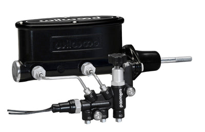 Wilwood HV Tandem M/C Kit w L/H Bracket & Prop Valve - 7/8in Bore Black-W/Pushrod for high performance brakes and car parts
