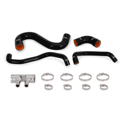Mishimoto 2015+ Ford Mustang GT Silicone Lower Radiator Hose - Black with clamps and connectors for performance upgrades
