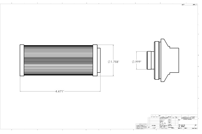 Aeromotive In-Line Filter - (AN-12 ORB) 10 Micron Microglass Element diagram. High performance car parts at DTX Performance.