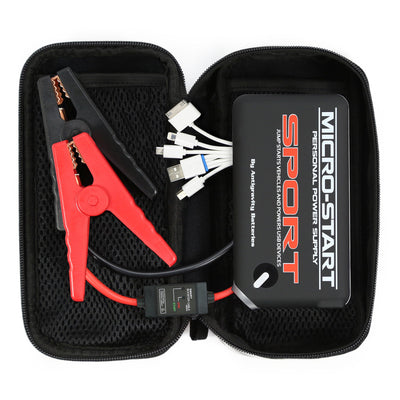 Portable jump starter kit with cables