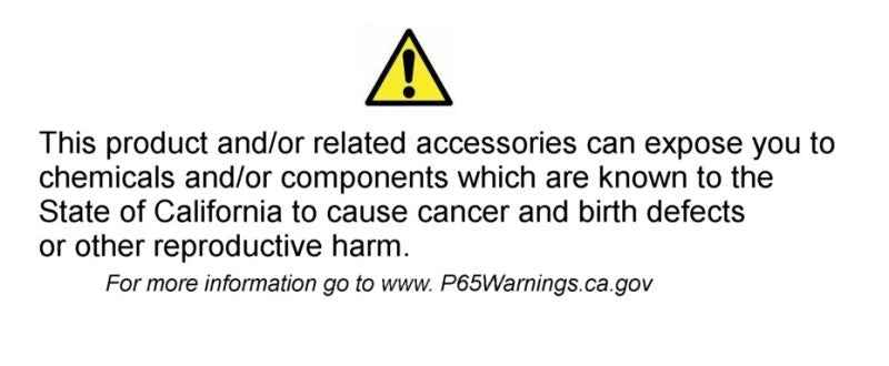 California Prop 65 warning label for chemicals causing cancer and reproductive harm