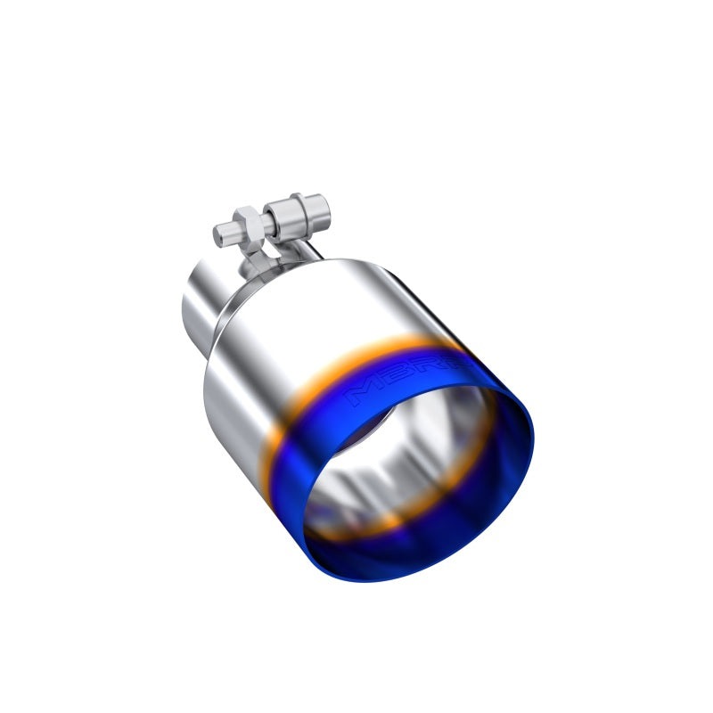 MBRP Burnt End Tip 2.5 ID 4 ID Out 6.5 length Single Wall Angle Cut 304 Stainless Steel for performance exhausts