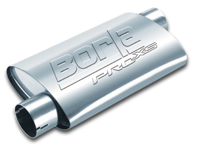 Borla Universal Pro-XS Muffler Oval 2.5in Inlet/Outlet Offset/Offset Notched Muffler - performance upgrade at DTX Performance