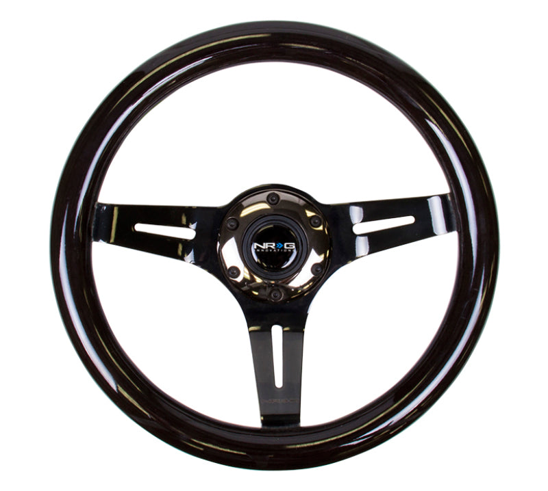 NRG Classic Wood Grain Steering Wheel (310mm) Black w/Black Chrome 3-Spoke Center, performance car parts, DTX Performance